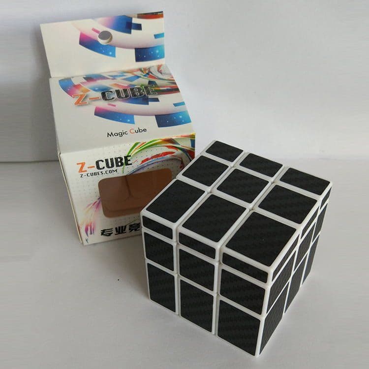 Z-Cube Mirror with carbon-fibre stickers - White