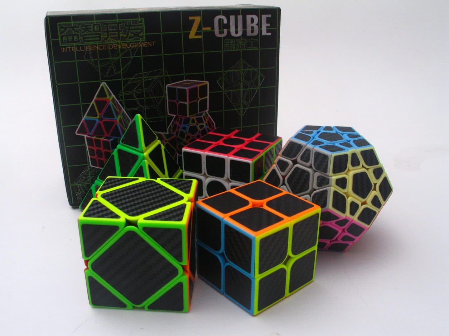 Z-Cube Five Cubes Set with black carbon-fibre stickers