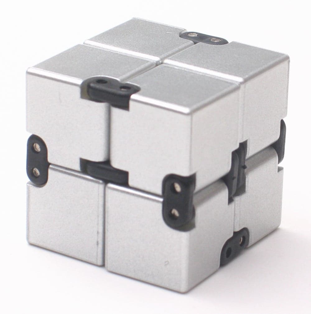 Infinity cube 4x4x4cm fidget toy with Silver Metallic image 1