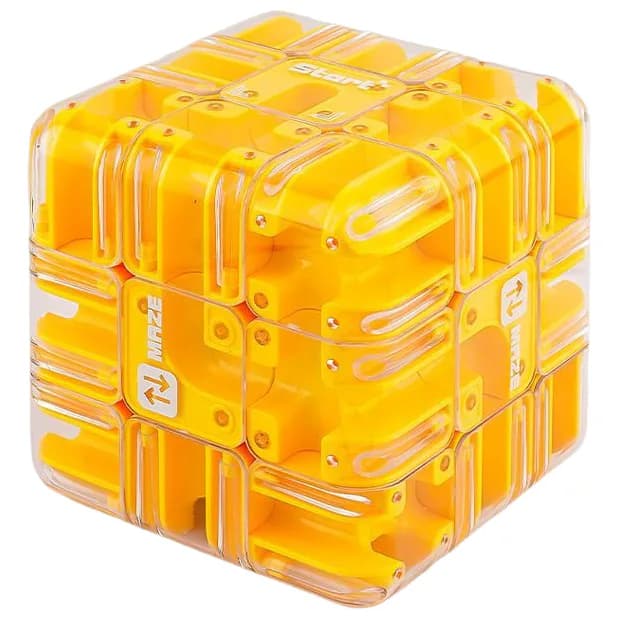 3D Maze Cube (85mm) - Yellow image 2