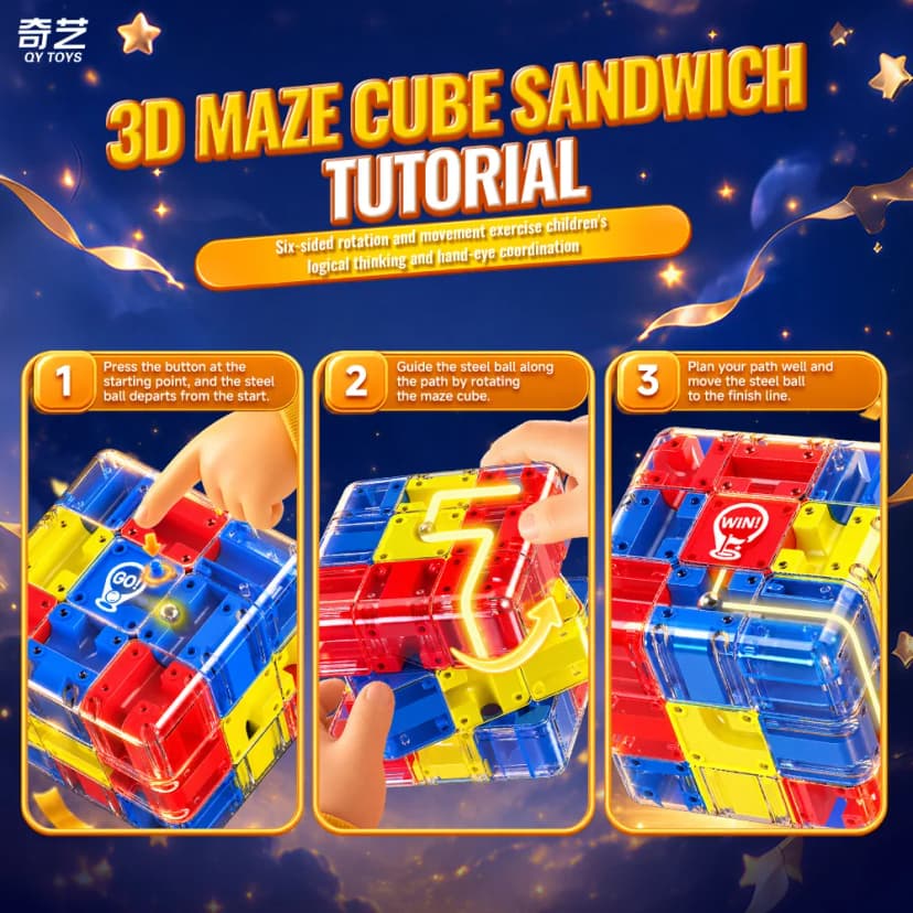 QiYi 3D Maze Sandwich Cube - Stickerless image 3