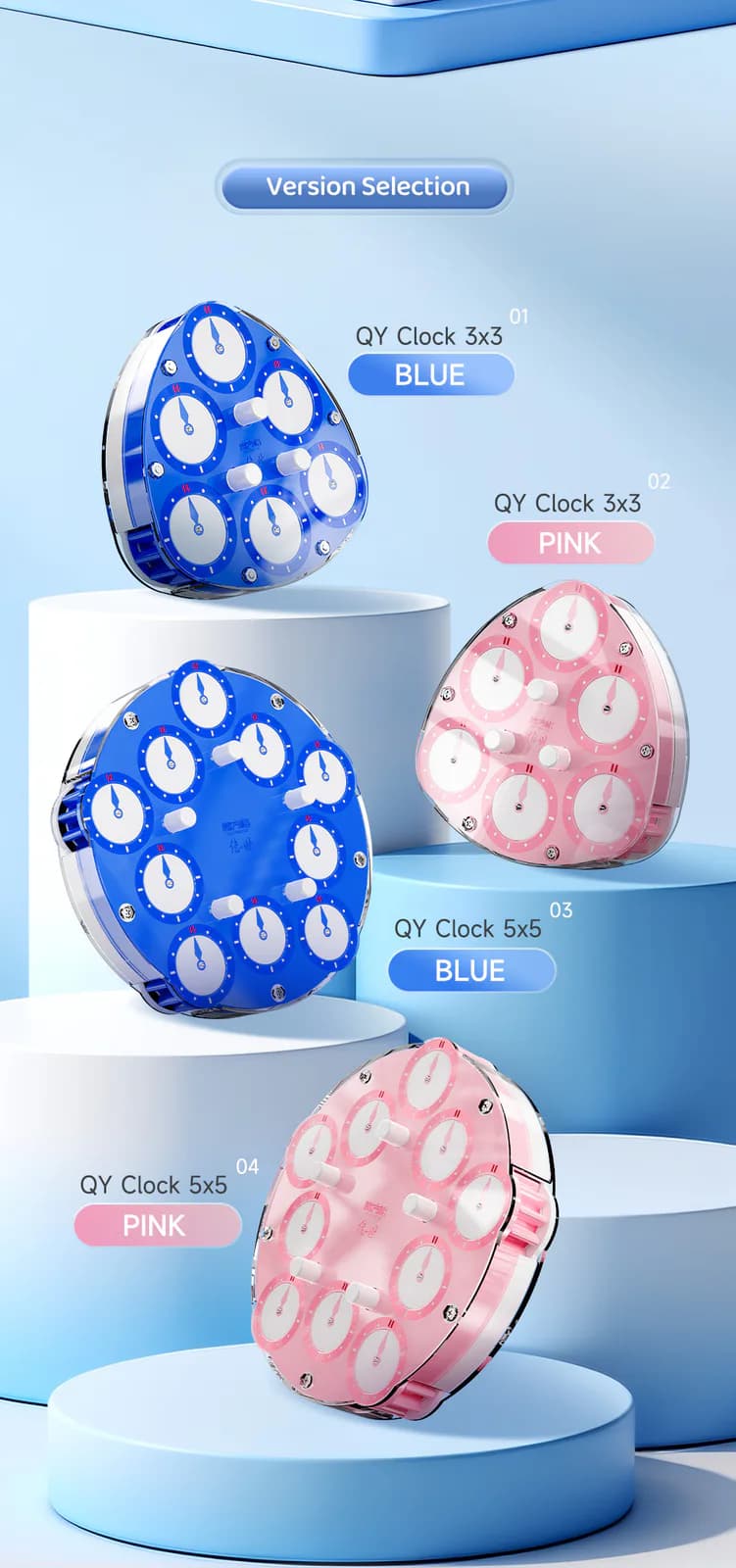 QiYi 3x3 Magic Clock - Blue-White image 30
