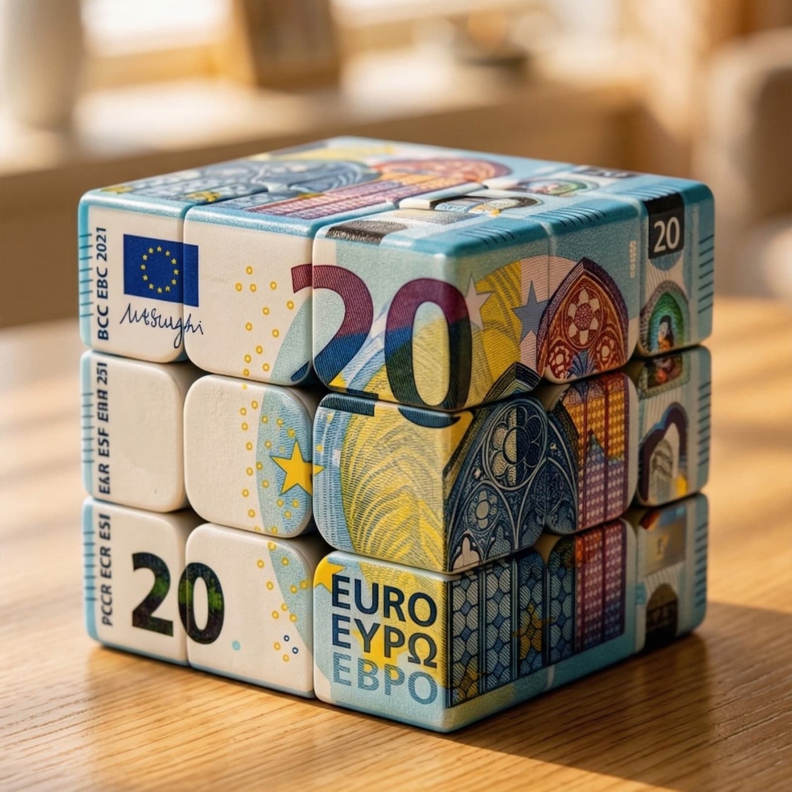 Z-Cube 20 Euros 3x3 Cube - Uv Printing image 1