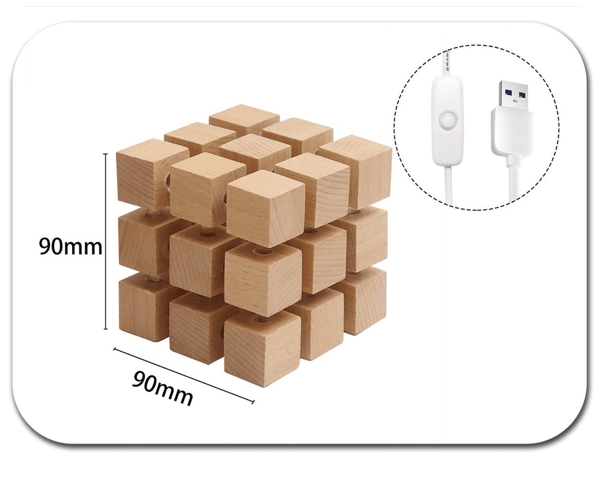 USB-powered Wooden 3x3 Cube Light - Wooden image 2