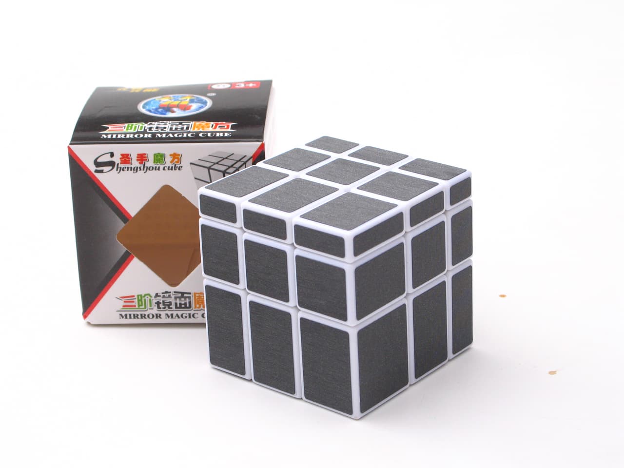 Shengshou 3x3 mirror cube with gray stickers - White image 2