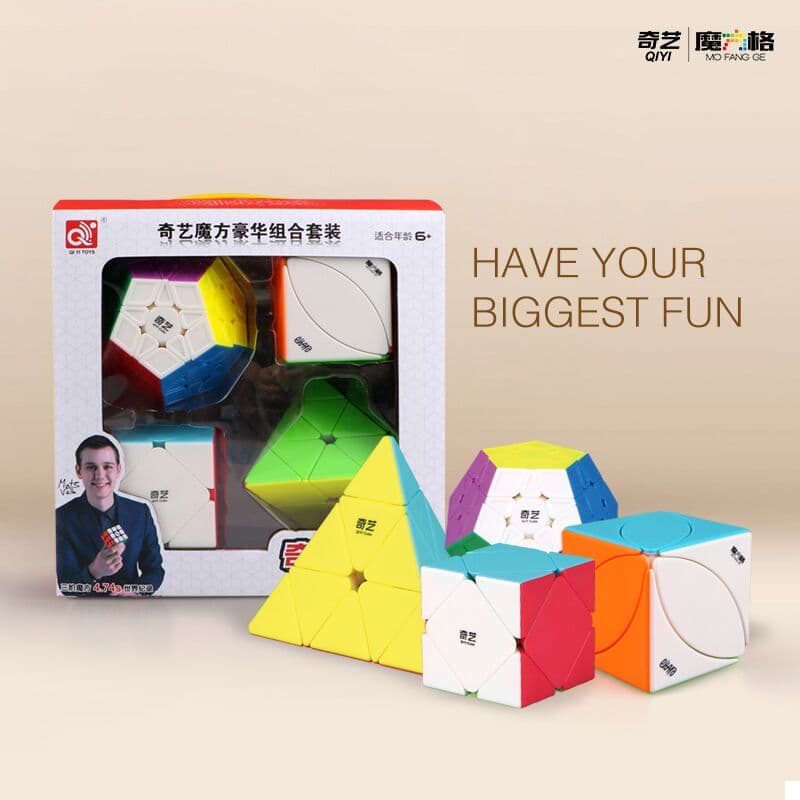 QiYi 4 cubes bundle (Pyraminx + Megaminx + Skweb + LVY) image 1