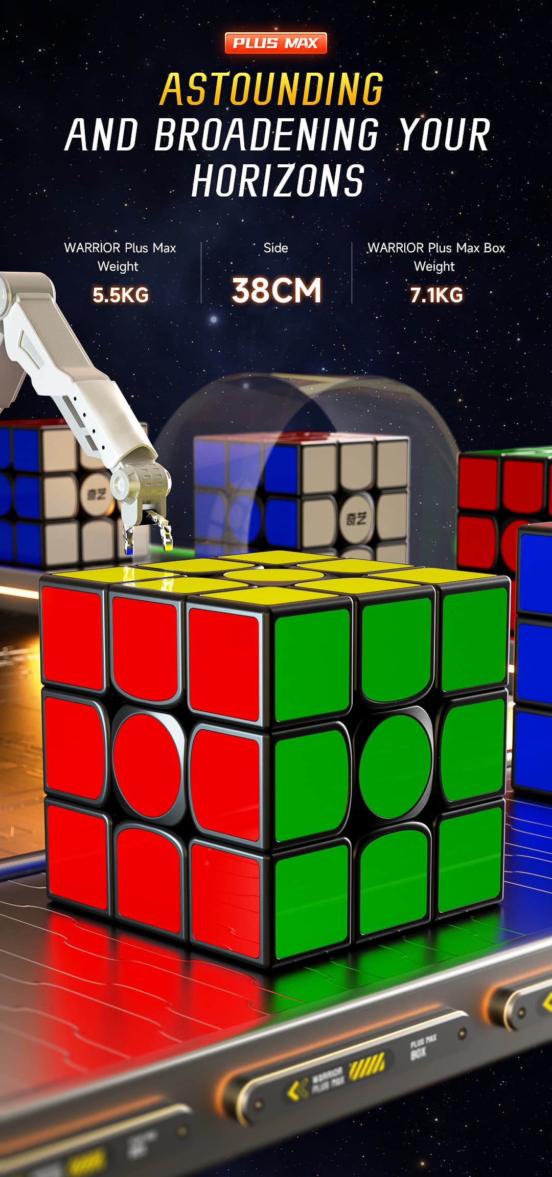 QiYi Warrior Plus Max Box 3x3 (38cm) - Black image 4