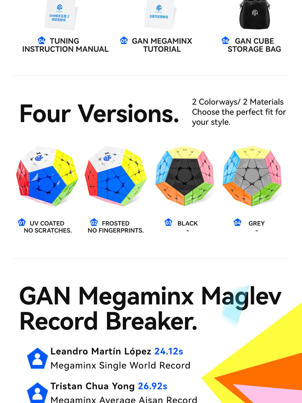 GAN Megaminx V2 Maglev UV (Grey) - Stickerless image 15