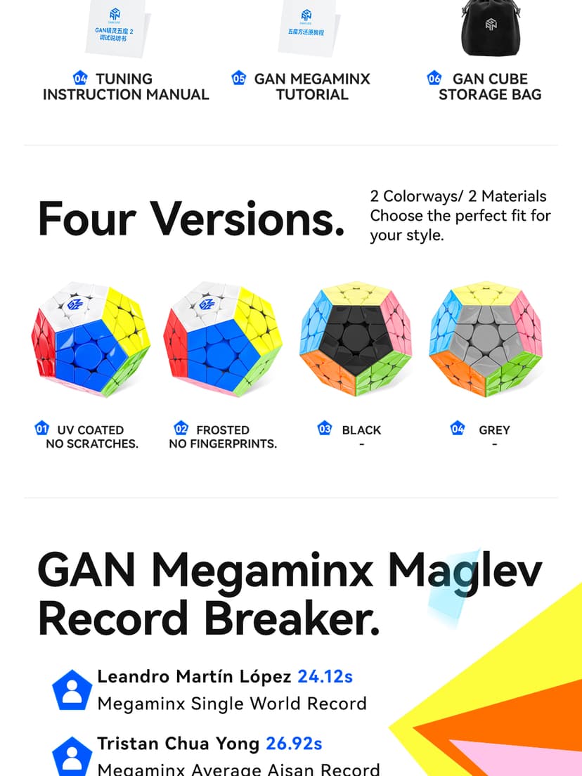 GAN Megaminx V2 Maglev UV (Grey) - Stickerless image 15