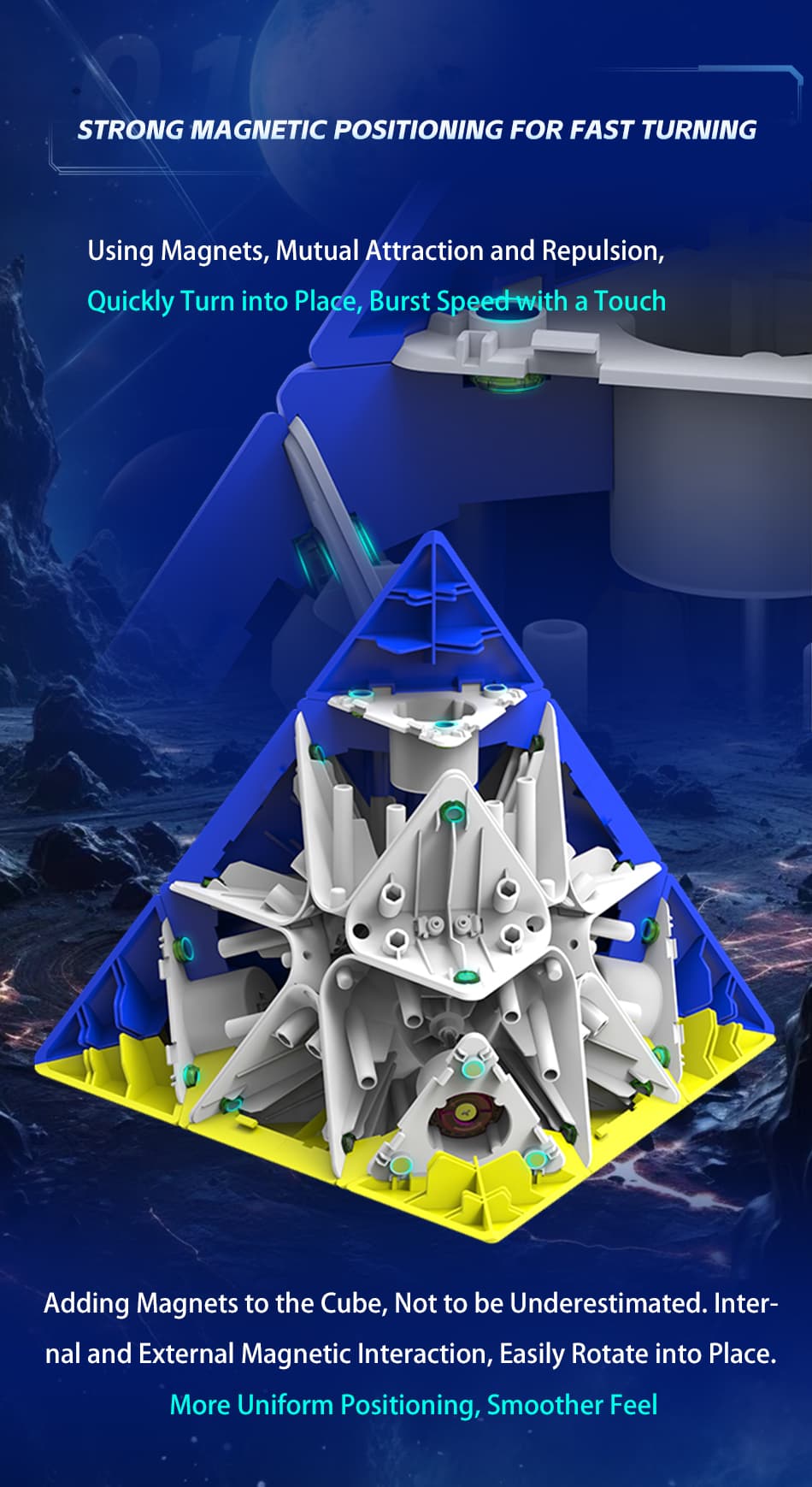 DianSheng Googol 19.5 CM Magnetic Pyraminx - Black Internal image 10