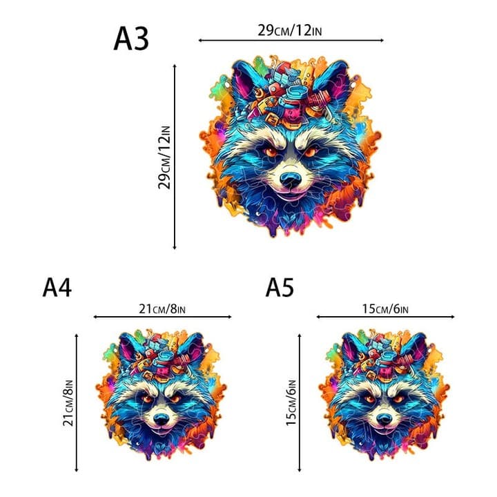 Raccoon Wooden Puzzle(A3) image 2
