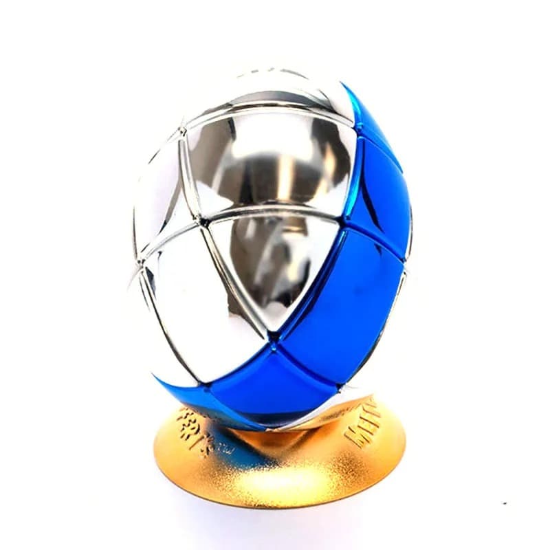 Metalised egg 3x3 No.7 (Silver with middle blue) - Stickerless image 1