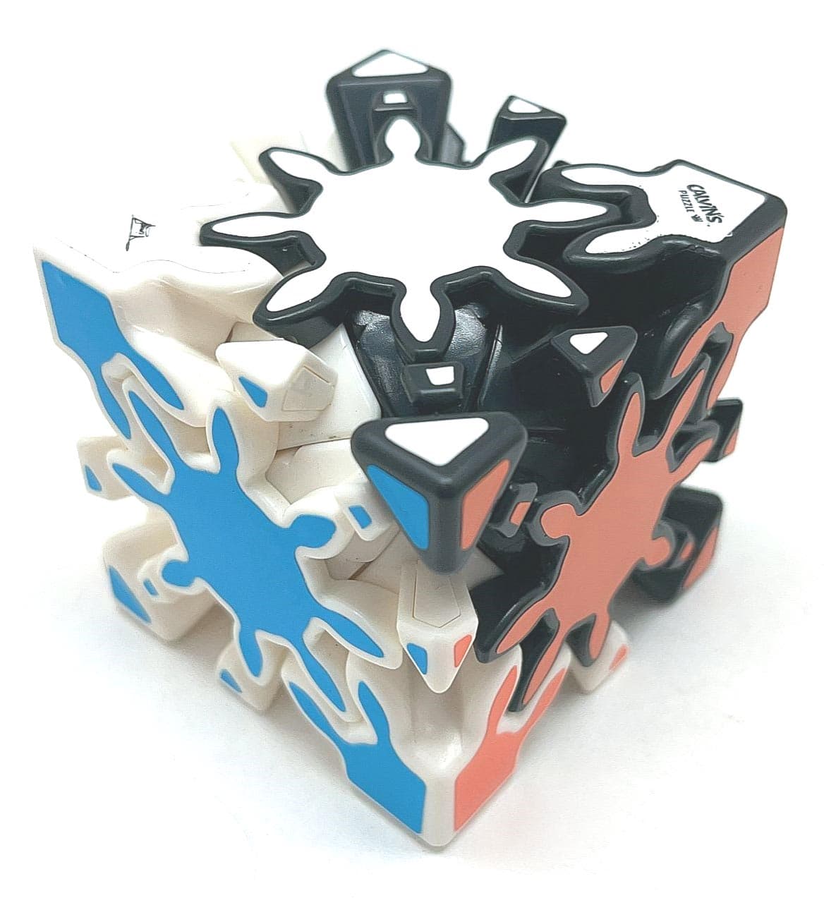 Timur Gear Skewb BW Body with 6-color stickers - Blue+White image 3