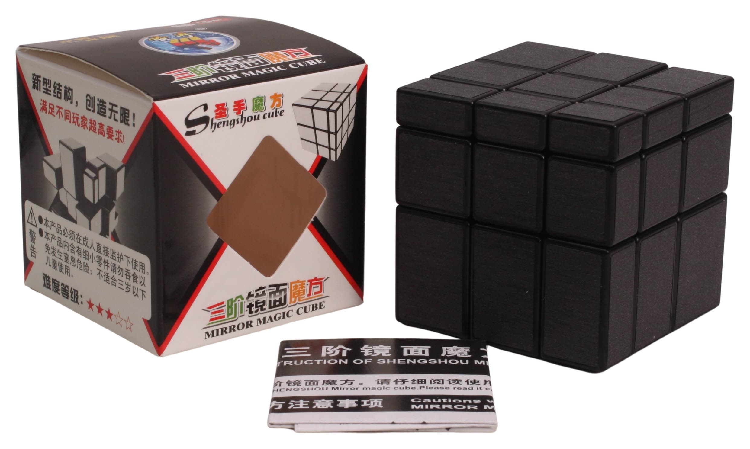 Shengshou 3x3 mirror cube with gray stickers - Black image 3