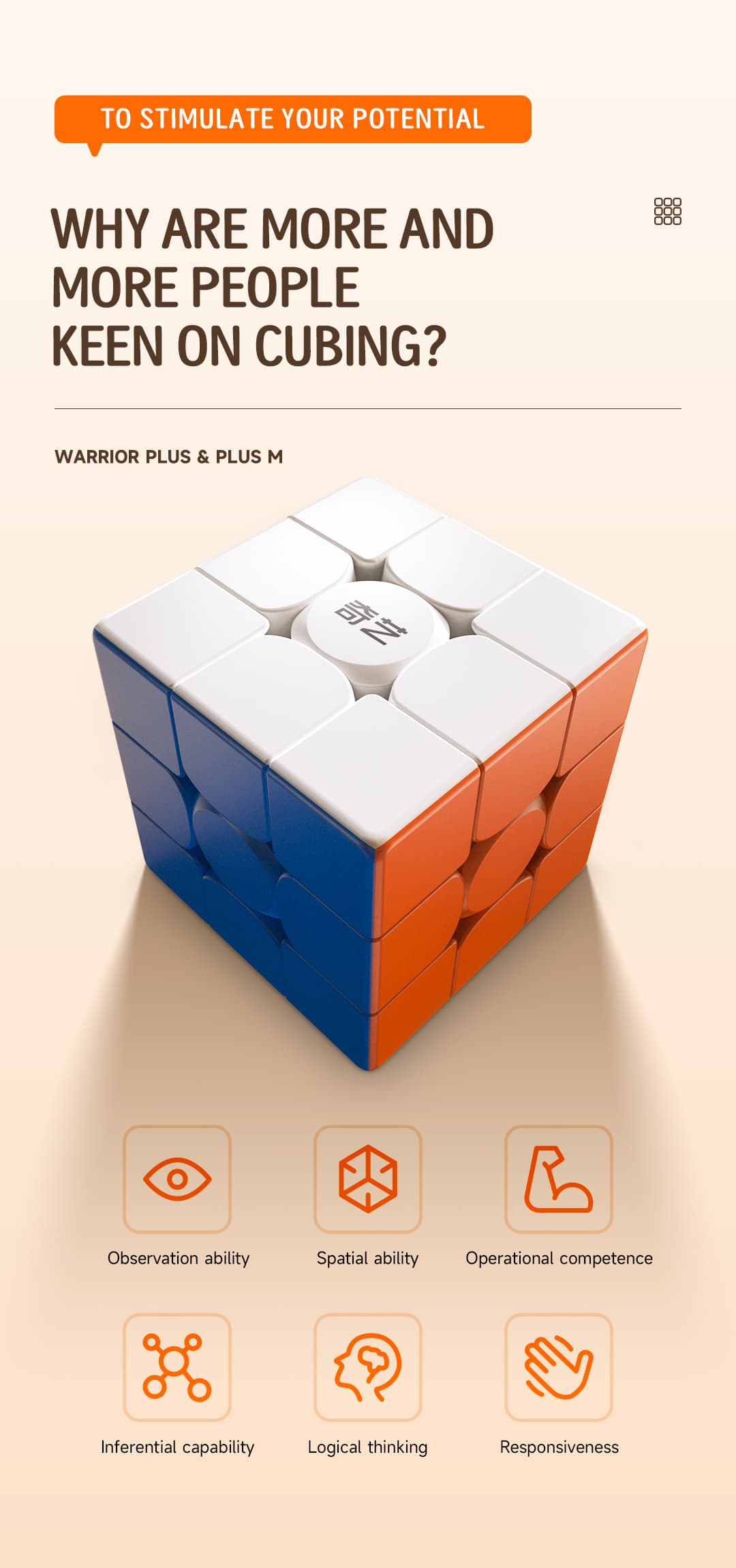 QiYi Warrior Plus M 3x3 (18.8cm) - Stickerless image 9