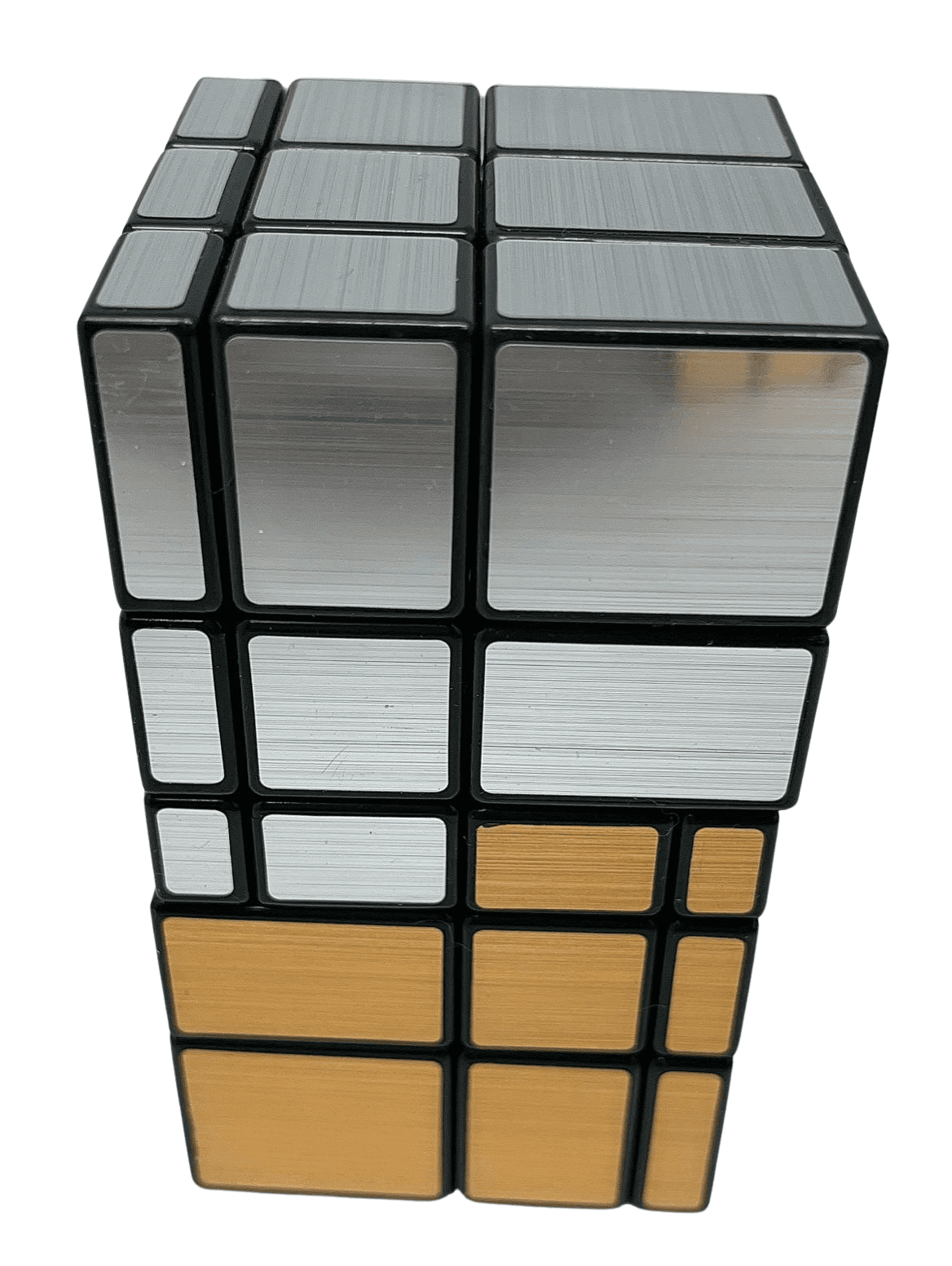3x3x5 Siamese Mirror Tall Cube(100mm) - Golden+Silver Stickers image 1