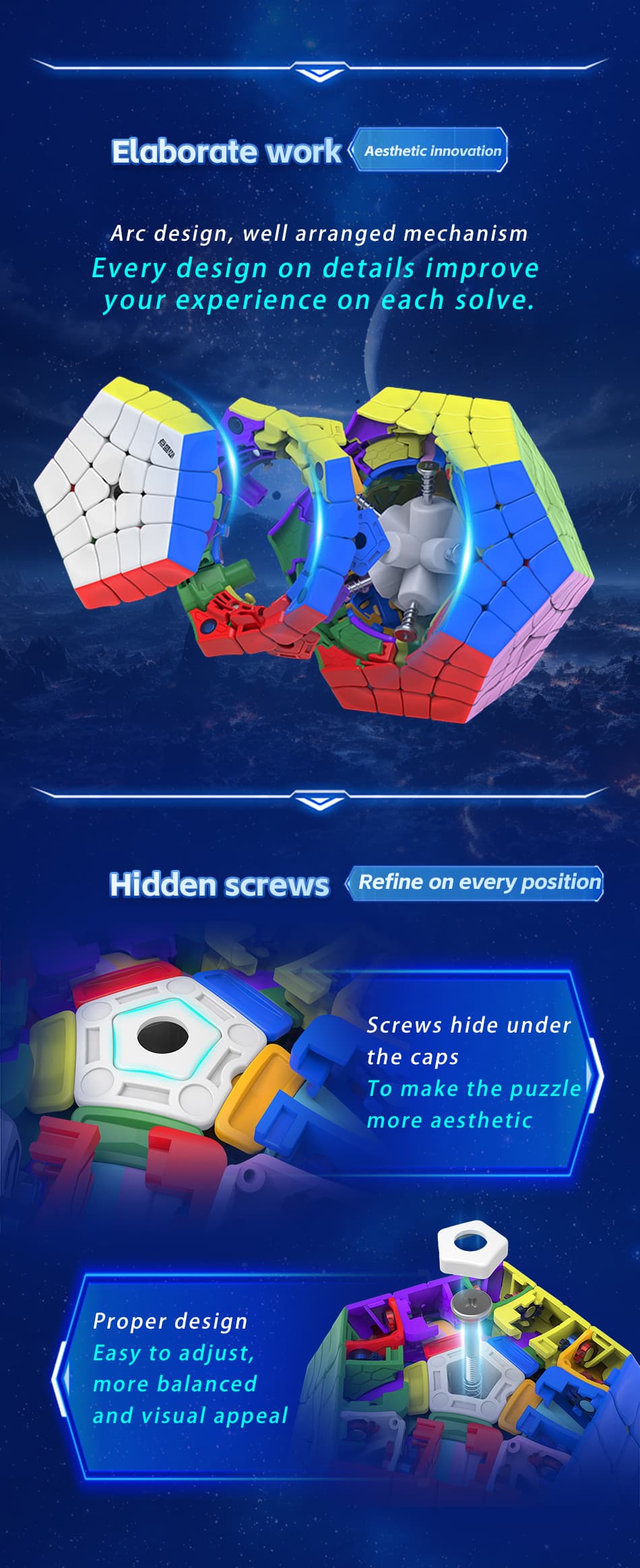 DianSheng Galaxy Magnetic Master Kilominx - Stickerless image 9