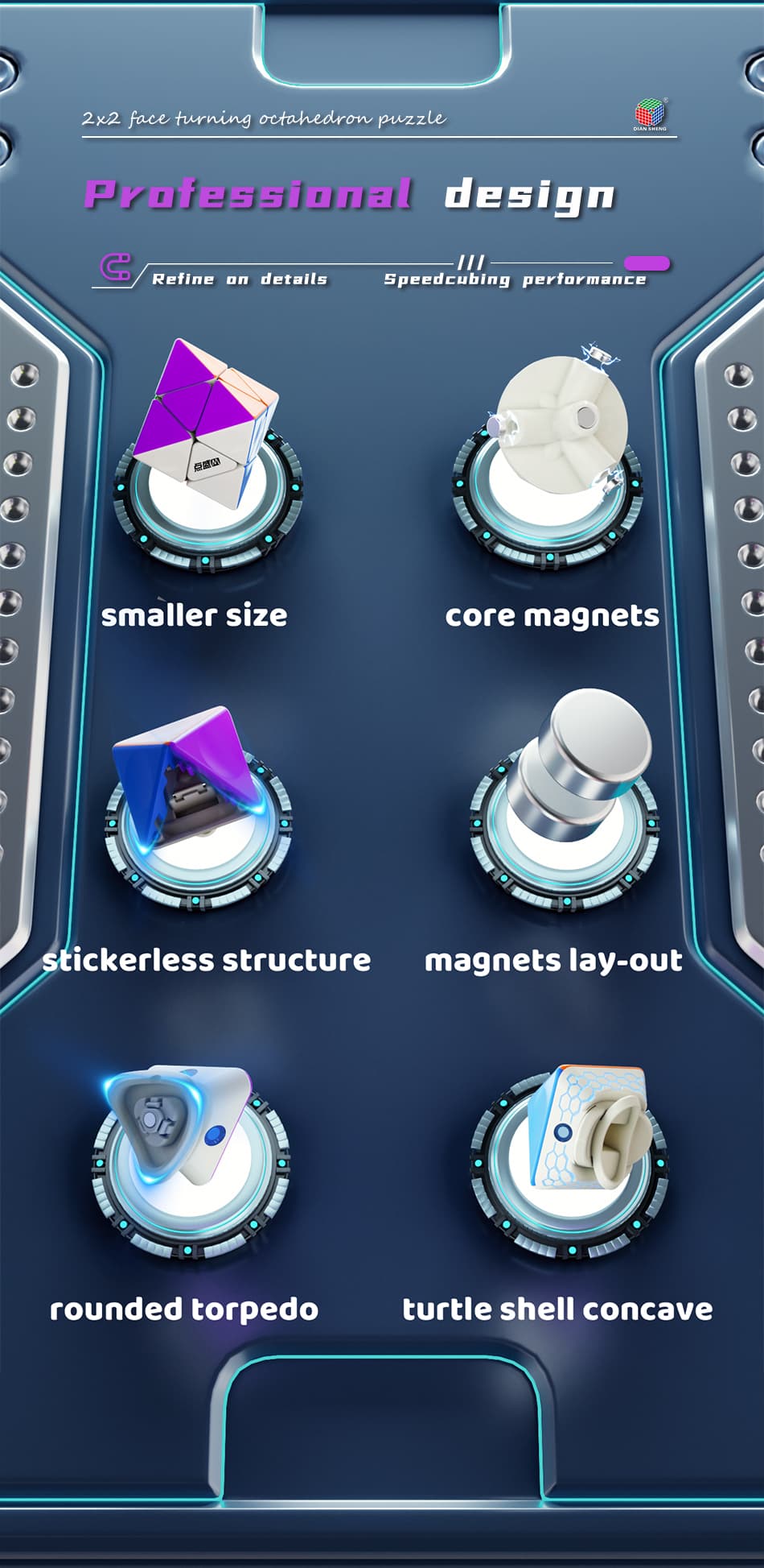 DianSheng Magnetic 2x2 FTO - Black Internal image 4