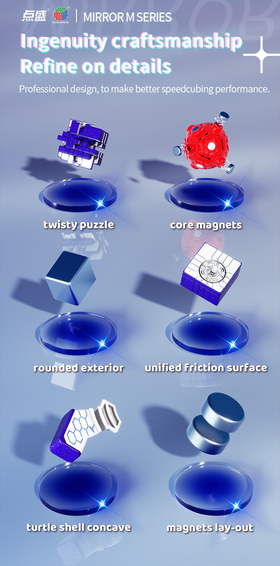 DianSheng Galaxy 5x5 Magnetic Mirror Cube - Purple image 13