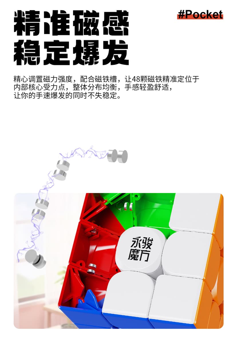 YJ Pocket Cube mini 3x3 (50mm) - Stickerless image 7
