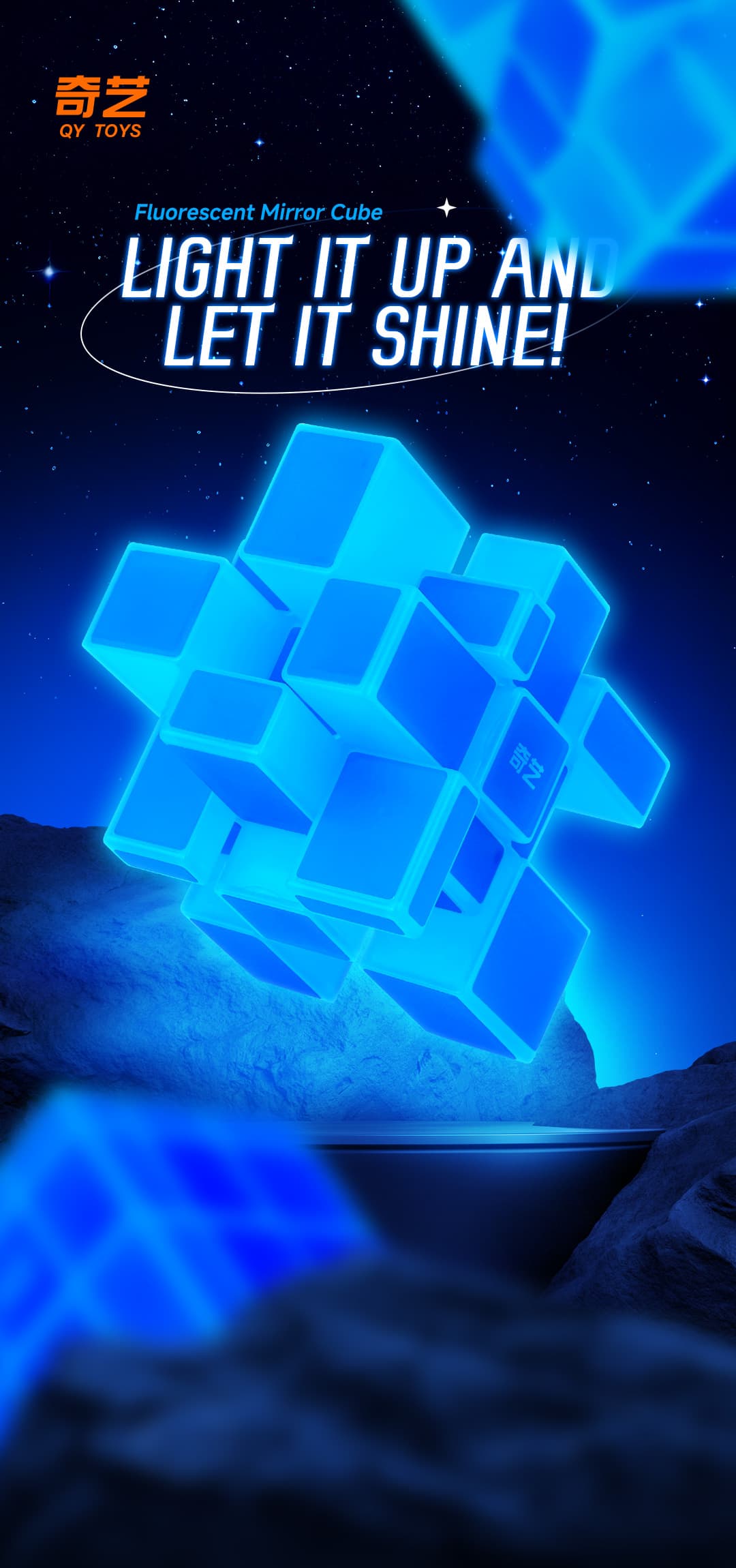QiYi 3x3 Mirror Cube - Luminous Blue image 3