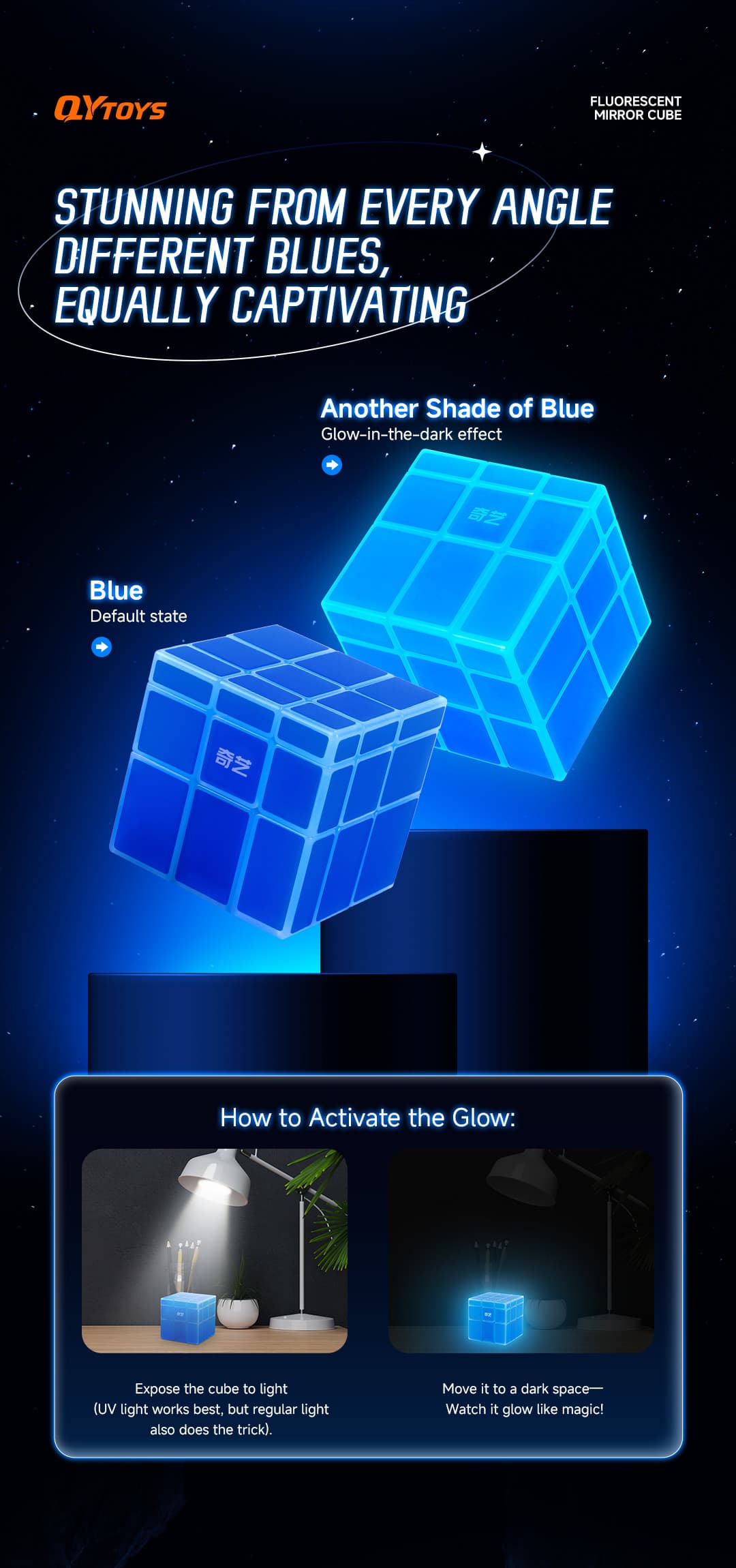 QiYi 3x3 Mirror Cube - Luminous Blue image 5