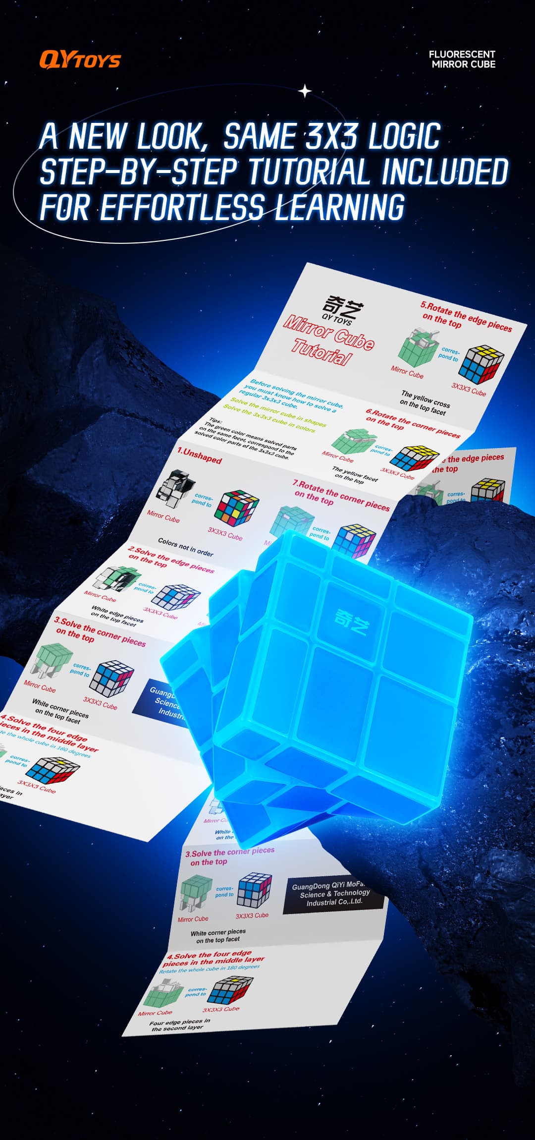 QiYi 3x3 Mirror Cube - Luminous Blue image 10