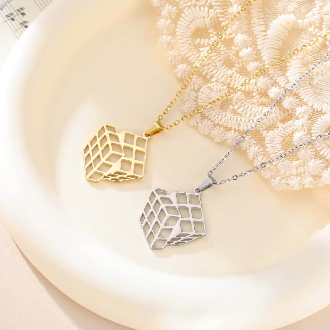 Cube Necklace - Silver Plated image 7