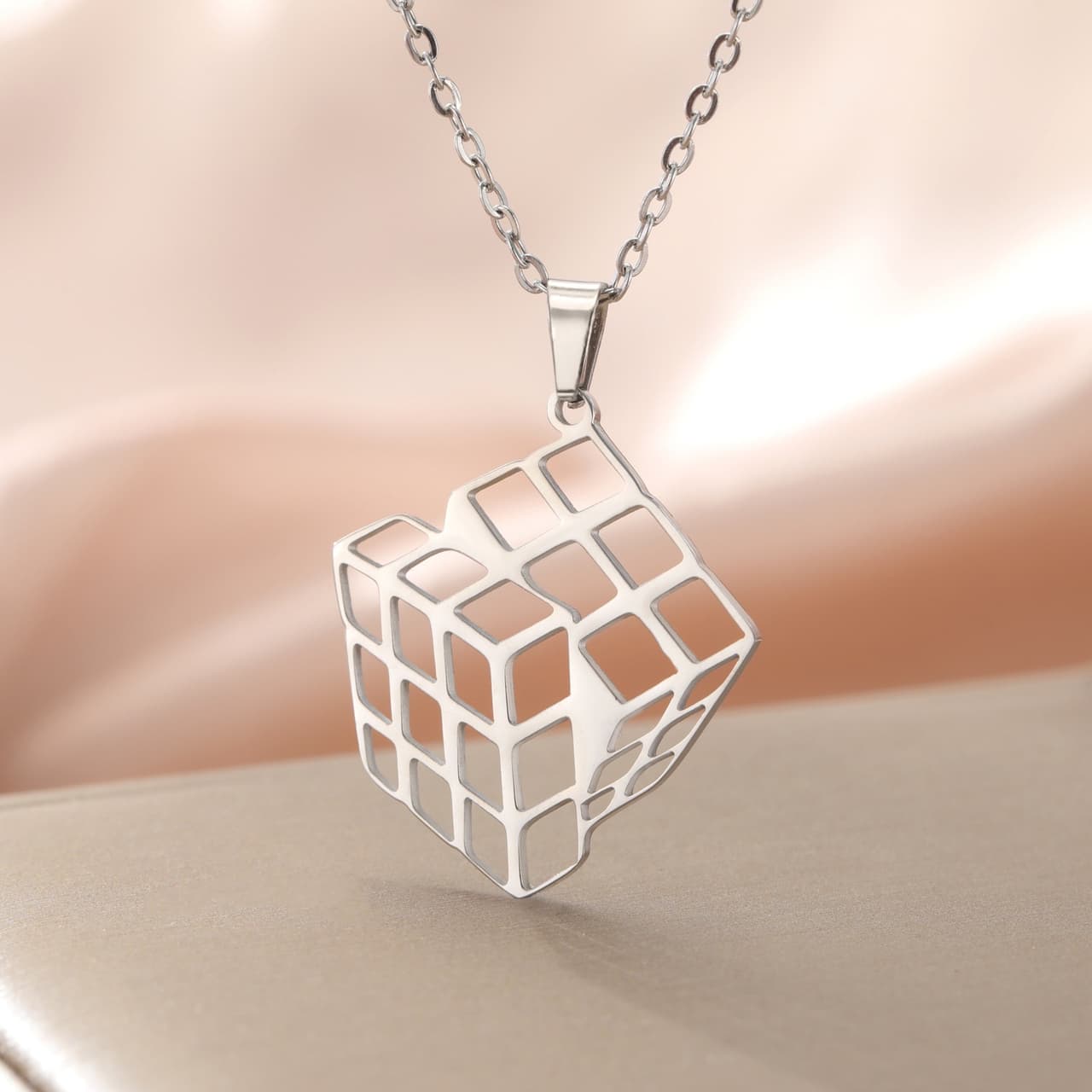 Cube Necklace - Silver Plated image 5