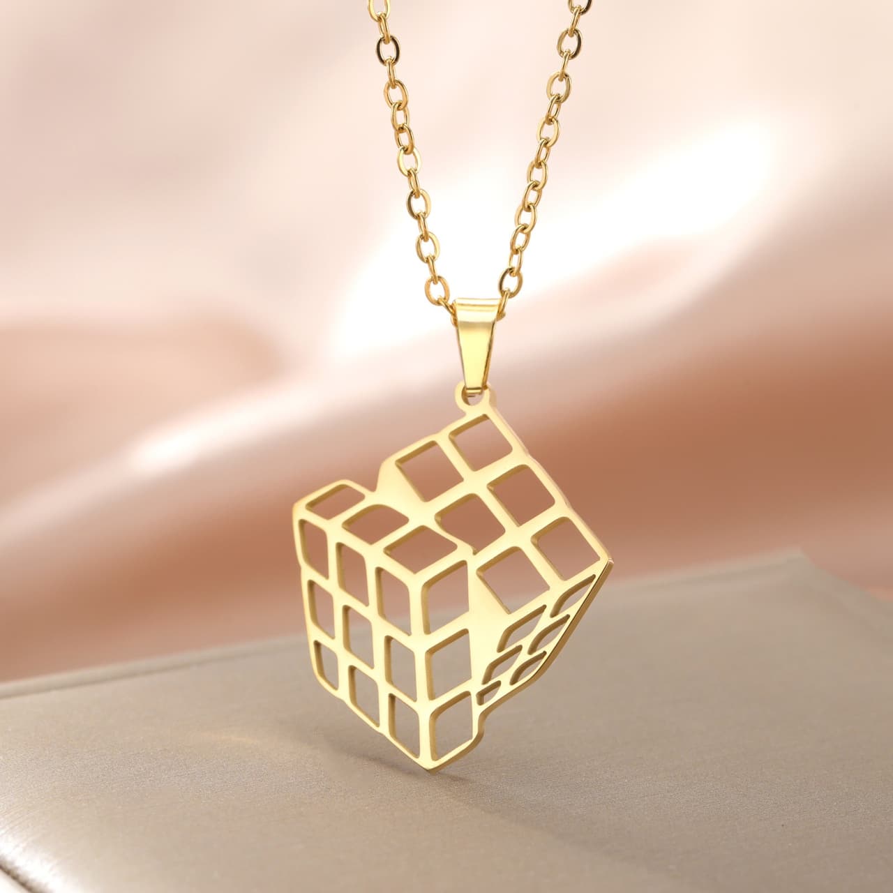 Cube Necklace - Gold Plated image 6
