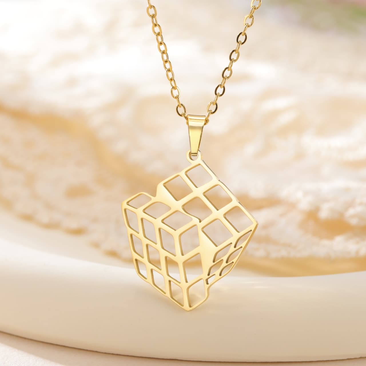 Cube Necklace - Gold Plated image 7
