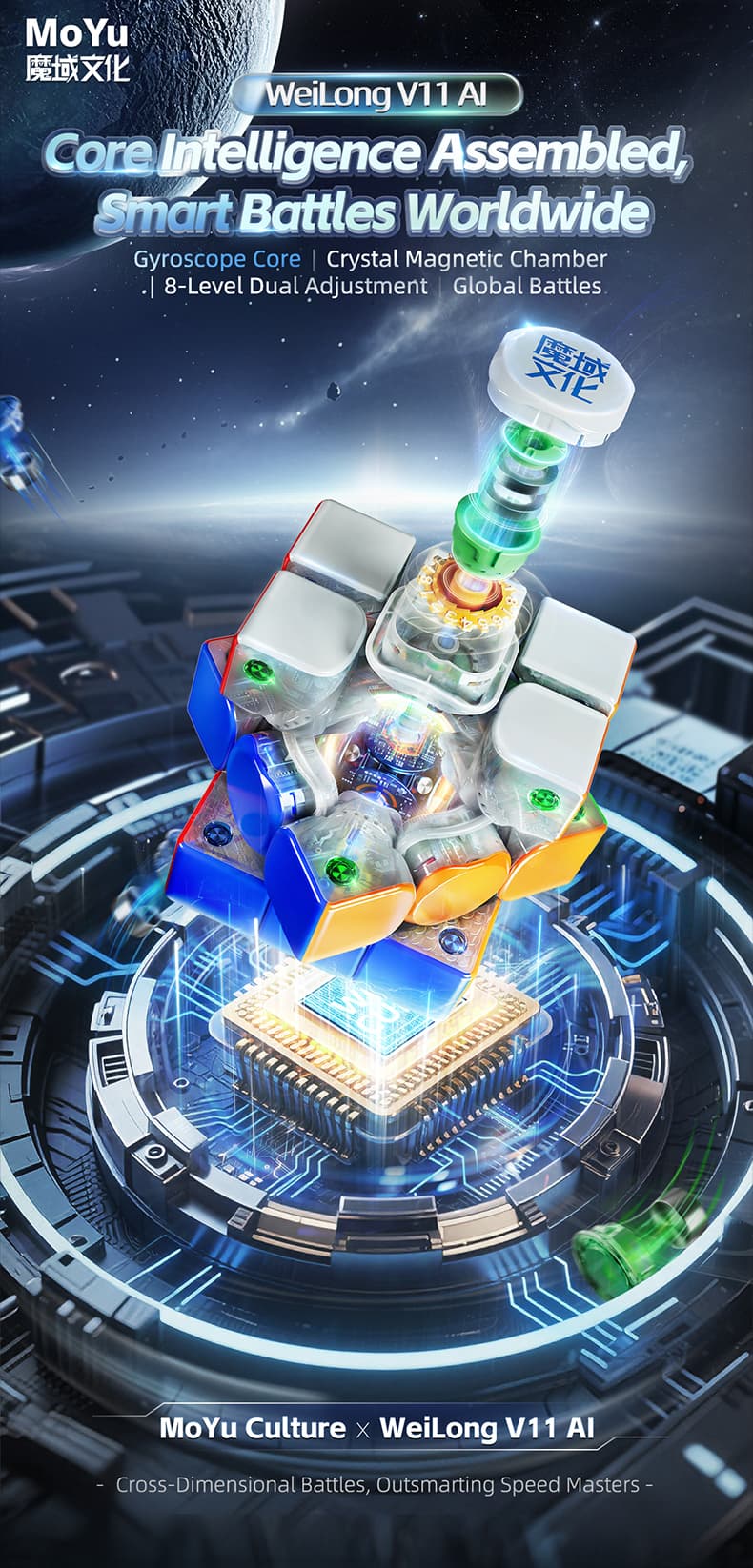 MoYu WeiLong V11 AI 3x3 Maglev Gyroscope UV - Stickerless image 14