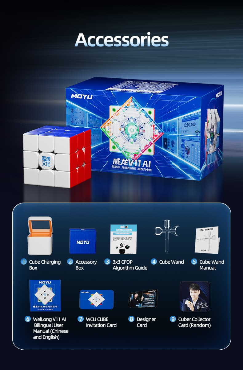 MoYu WeiLong V11 AI 3x3 Maglev Gyroscope UV - Stickerless image 26