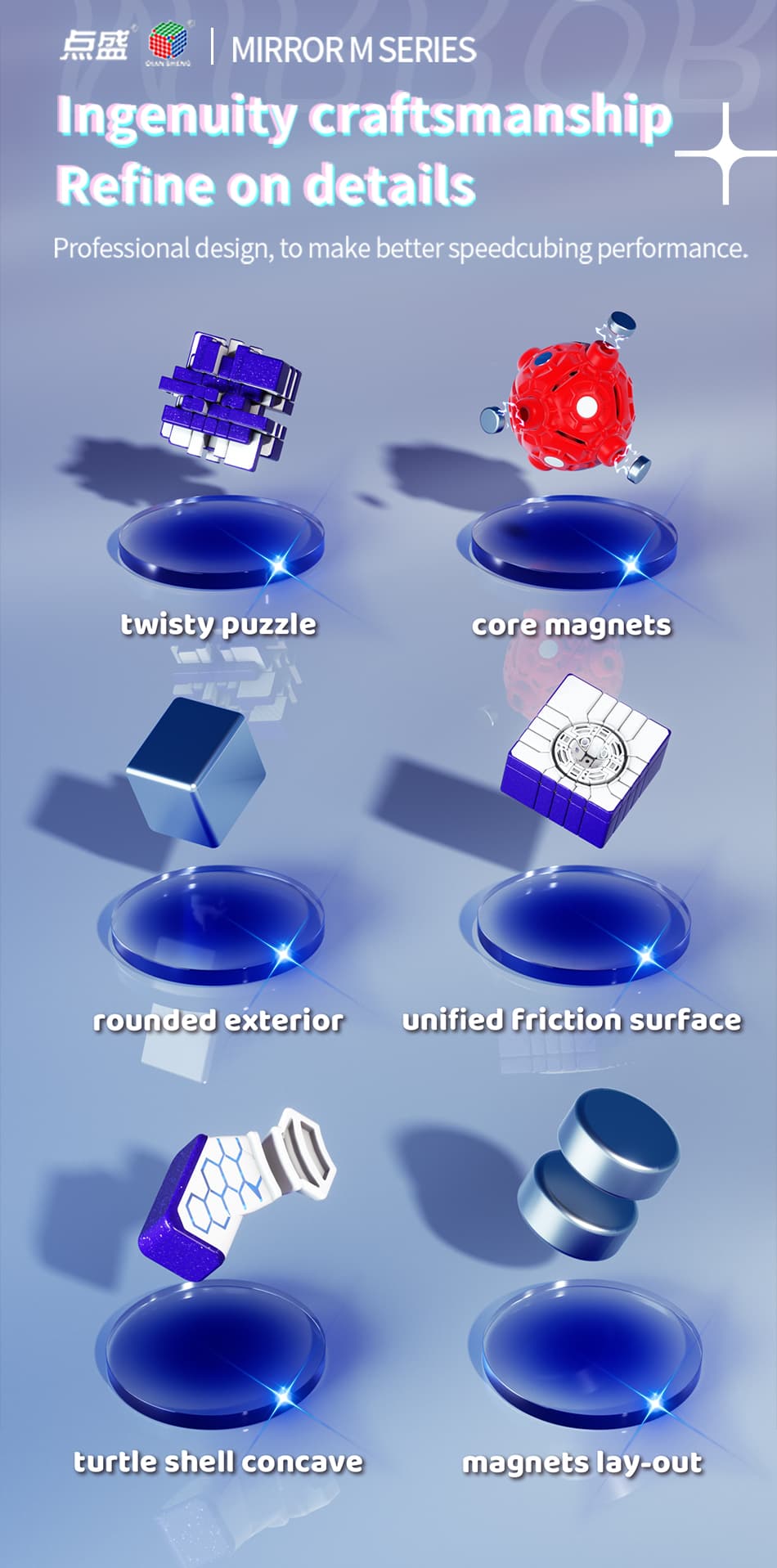 DianSheng Galaxy 5x5 Magnetic Mirror Cube - Blue image 12