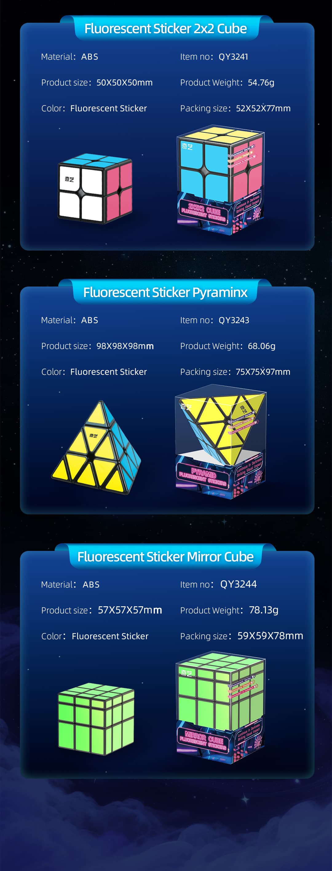 QiYi Magnetic 3x3 - Fluorescent Stickers image 15