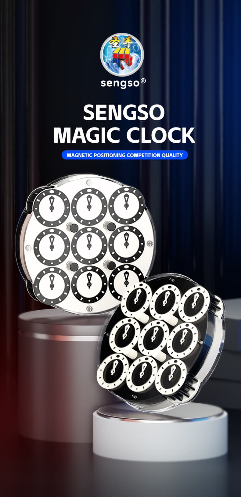 SengSo 4x4 Magnetic Clock - Black+White image 3