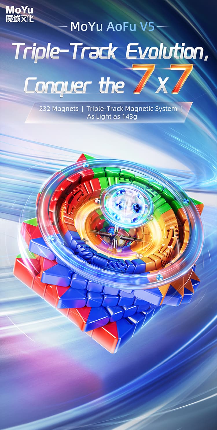 MoYu AoFu V5 7x7 Triple-Track Magnetic - Stickerless image 5