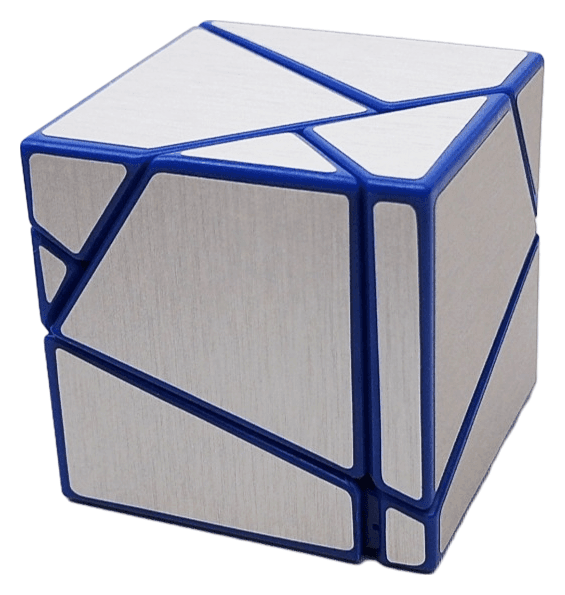 Fangshi 2x2 Ghost Cube with silver stickers - Blue