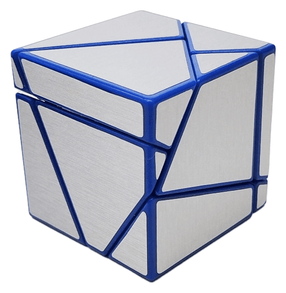 Fangshi 2x2 Ghost Cube with silver stickers - Blue image 3
