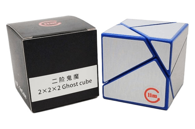Fangshi 2x2 Ghost Cube with silver stickers - Blue image 2