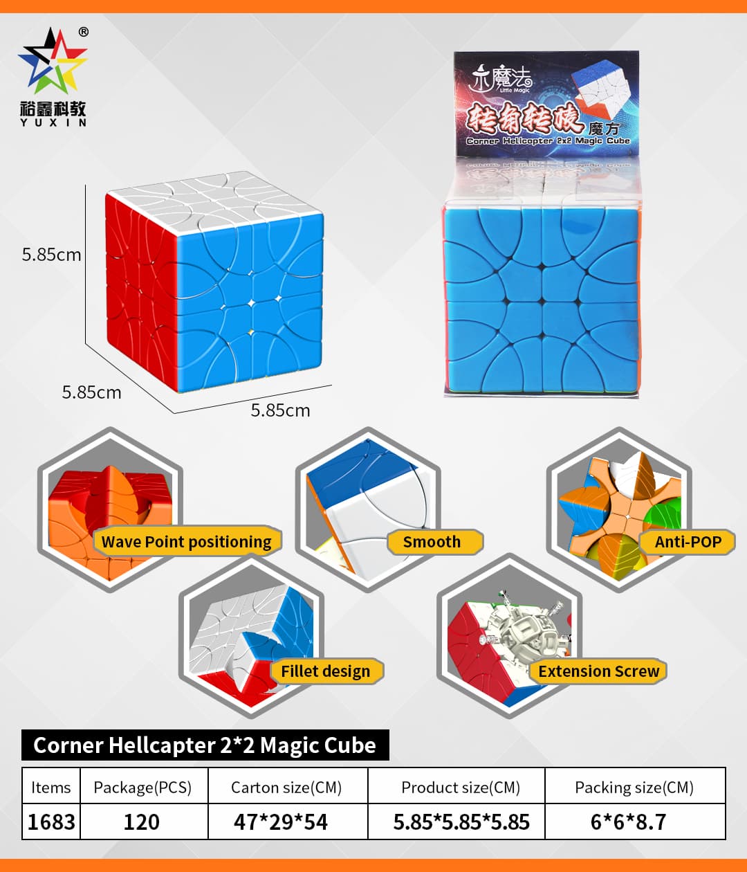 YuXin Corner Helicopter Cube - stickerless image 3
