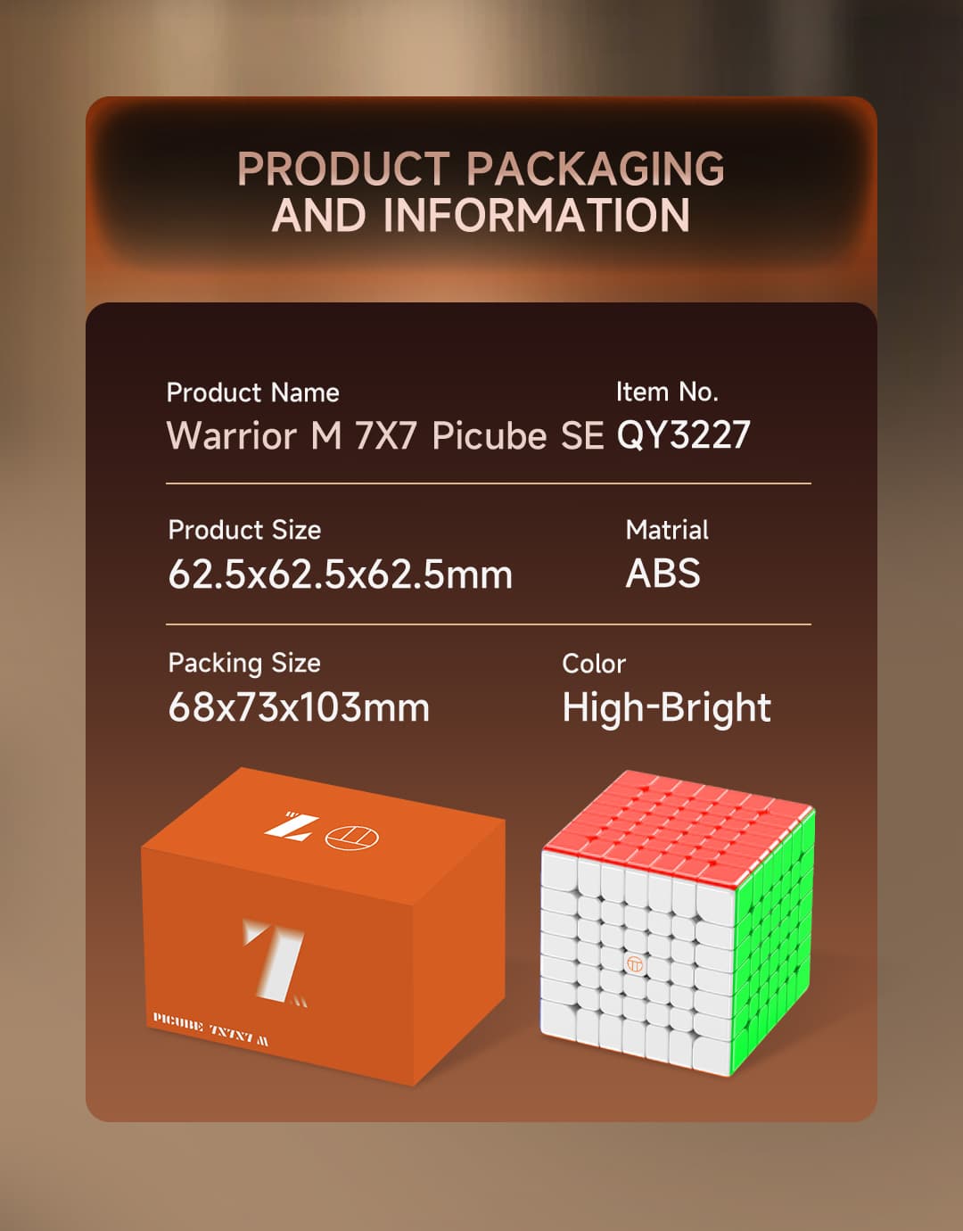 Picube QiYi Warrior M 7x7 SE UV Core Magnet - Stickerless image 19