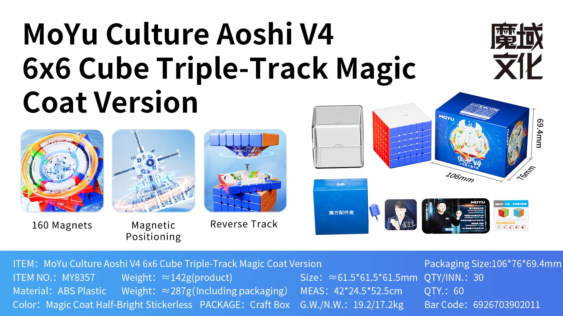 MoYu AoShi V4 6x6 Triple-Track Magnetic UV - Stickerless image 3