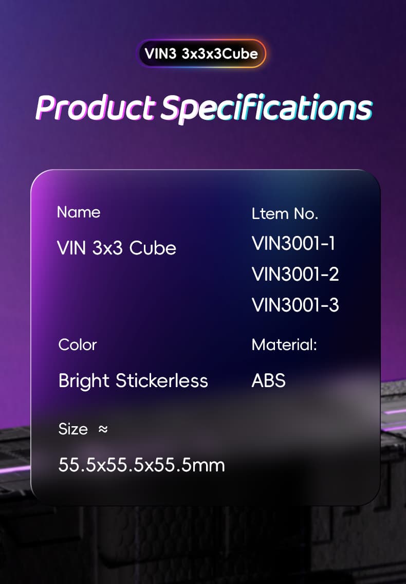VinCube 3x3 Nova Maglev Ball Core UV - Stickerless image 48