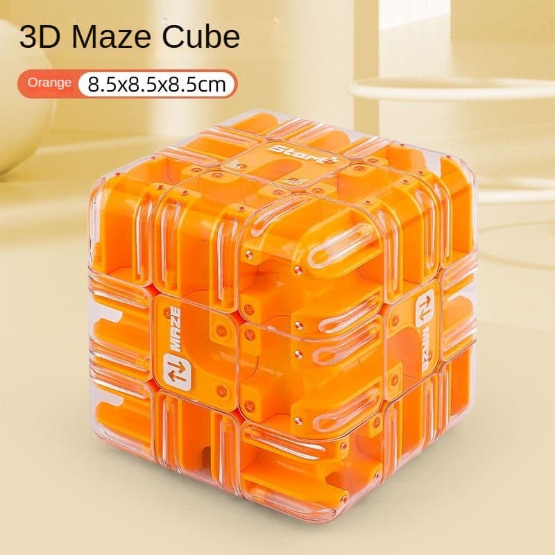 3D Maze Cube (85mm) - Orange