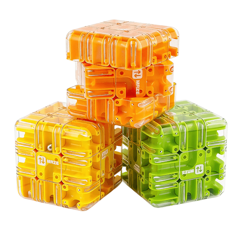 3D Maze Cube (85mm) - Orange