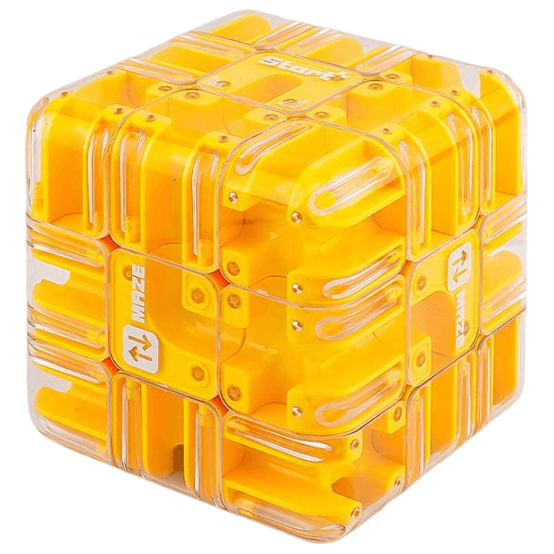 3D Maze Cube (85mm) - Yellow