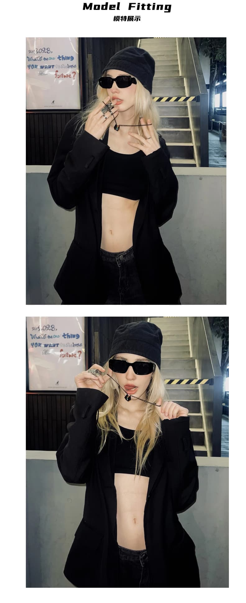 Heart-Fluttering  Cube Rainbow Enamel Necklace - Black image 6