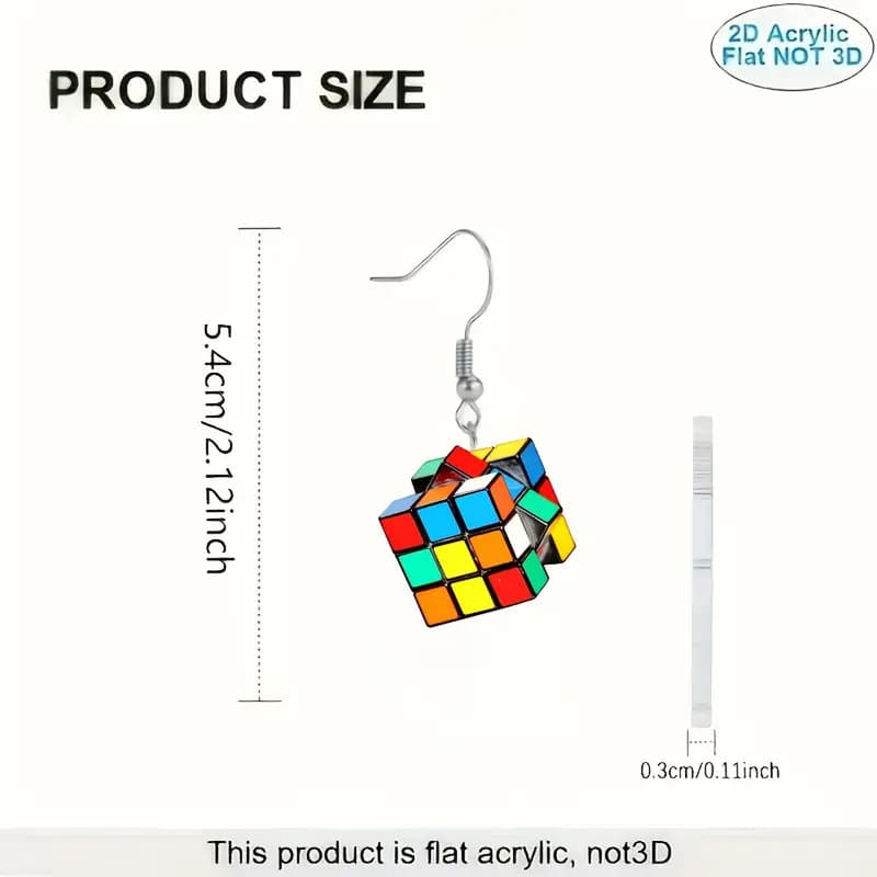 Colorful Flat Cube Earrings #1 - Colorful Transparent image 1