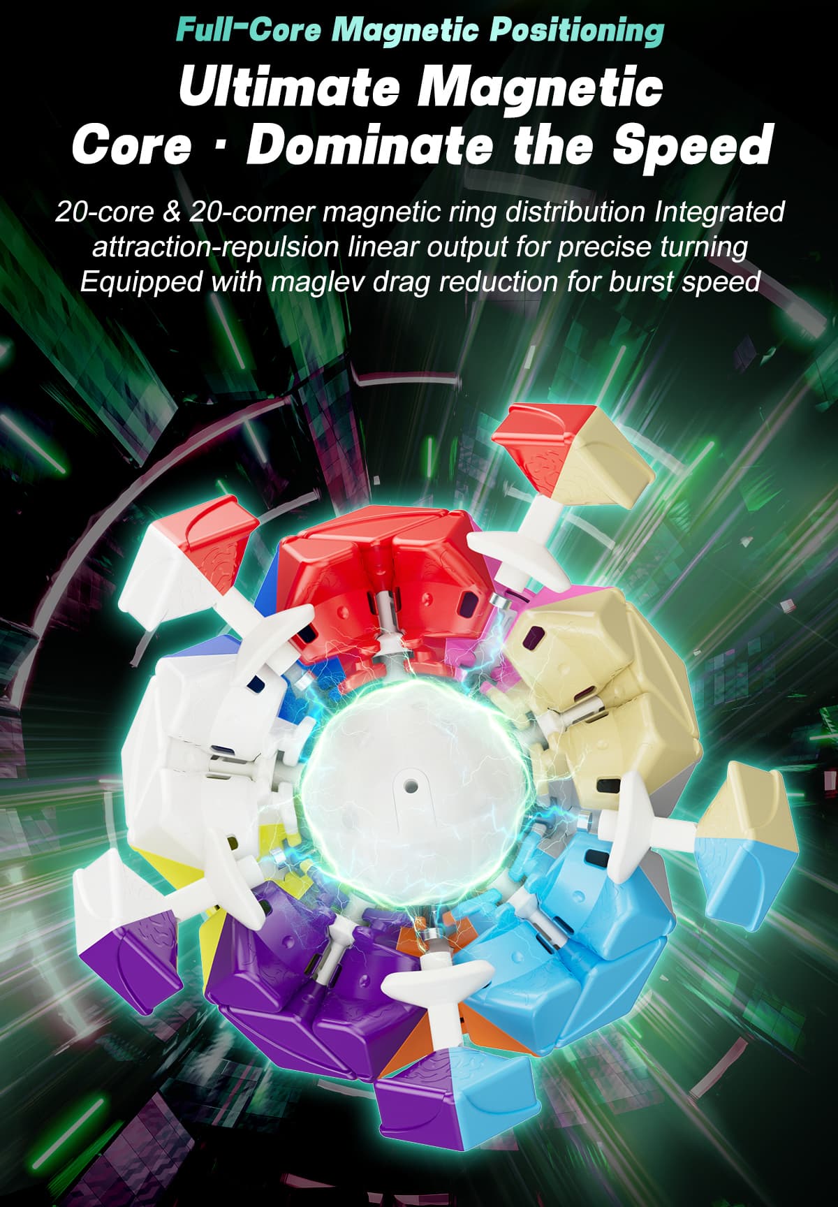 YJ YuHu Megaminx V3 Maglev Ball Core - Stickerless image 13